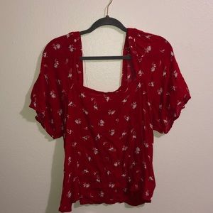 Red Florar Print Top